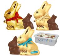 3 x Mixed Easter Bulk Gold Bunny Milk, Salted Caramel & White Chocolate 100g with Tub - Perfect for Gift- lnd