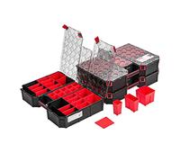 3 x Modulated Assortment Box XXL - 390 x 577 x 105 mm - Small Parts Magazine Sorting Box with Transparent Lid Sorting Case Tool Box Assortment Case