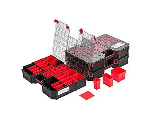 3 x Modulated Assortment Box XXL - 390 x 577 x 105 mm - Small Parts Magazine Sorting Box with Transparent Lid Sorting Case Tool Box Assortment Case