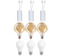 3 X Müller-Licht LED Renolamp Lamp Socket 2-in-1 White E27 9W + Filament