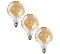 3 X Müller-Licht LED Spiral Filament Globe G125 4W=25W E27 Gold Extra Warm