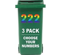 3 x Multicolour Bin Numbers for Wheelie Bins, 0-9, Dustbin Stickers, Easy Application 17.5cm Stick On Number Stickers - Weatherproof Self Adhesive Vinyl (2)