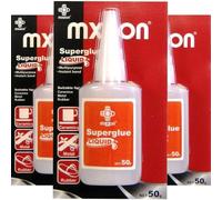 3 x Mxbon 50g Liquid Super Glue | Industrial Strength, Bonds in 10 Seconds | Multi-Purpose for Bonding Most Materials Inc; Ceramics, Glass, Metal, Rubber, Wood, Leather, Plastic, Fabric etc [150g]