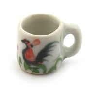 3 x MyTinyWorld 11mm Dolls House Cockerel Design White Coffee Mugs