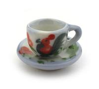 3 x MyTinyWorld Dolls House Ceramic Cockerel Tea Cup And Saucers