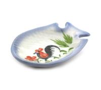 3 x MyTinyWorld Dolls House Miniature 36mm x 53mm White Ceramic Fish Shaped Cockerel Plates