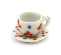 3 x MyTinyWorld Dolls House Miniature Flower Design Ceramic Cup And Saucers