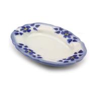 3 x MyTinyWorld Miniature 41mm x 54mm White Ceramic Plate Decorated with Flowers