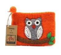 3 x Natural Felt Zipper Bags (Asst) - Owl on Branch