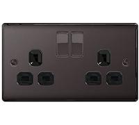 3 x Nexus Metal 2 Gang 13A Switched Socket Black Nickel