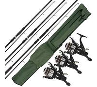 3 x NGT Carp Max 12ft Rods + 3 x MAX40 2BB Reels Pre-Spooled 10lb Line & Holdall