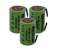 3 x NiMh Rechargeable Battery 4/5 SC 1.2 V 2000 mAh 22 x 33 mm SubC Solder Tabs for Battery Packs