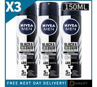 3 x NIVEA MEN ANTI-PERSPIRANT DEODORANT 150ML INVISIBLE BLACK & WHITE ORIGINAL