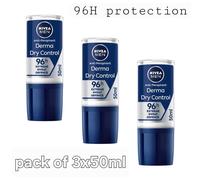 3 x NIVEA Men Derma Dry Control Anti-Perspirant Deodorant Roll-on 50ml