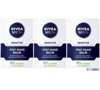 3 X Nivea Men Post Shave Balm Sensitive Zero Alcohol 100ml