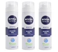 3 x Nivea Men Sensitive Skin Shaving Gel 200ml Chamomile & Witch Hazel Extract