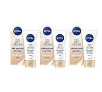 3 X NIVEA Tinted Moisturising Day Cream - Light SPF 15 Vitamin E Mineral 50ml