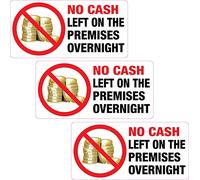 3 x No Cash Left on the Premises Overnight Sticker Printed Vinyl Label Shop Club