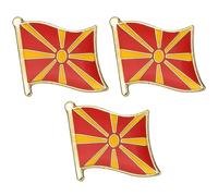 3 X North Macedonia National Country Flag Lapel Metal Enamel Pin Badge