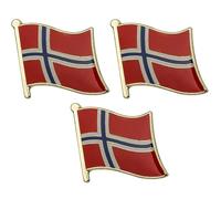 3 X Norway National Flag Metal Enamel Pin Badge Lapel - 1.9cm x 1.6cm Each - Set of 3 Hard Enamel Norwegian Flag Pins - Red, White & Blue Patriot Souvenir for Jacket