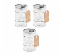 3 x Novelty Oil Drum Shaped Bottle | Kitchen Storage | Liquid, Condiments & Oil Dispenser | 400ml | Metal Retro Can | Silver