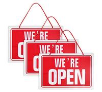 10 x Open Closed Sign Hanging Reversible High Contrast Red Shop Double Sided Door Noticed
