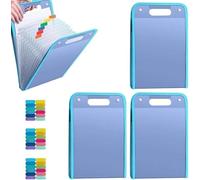 3 x organizer espandibile A4 con 13 scomparti, borsa di immagazzinaggio verticale, organizer per documenti portatile con linguette colorate, custodia trasparente per il trasporto per la scuola, New