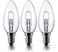 3 x OSRAM Classic Eco Superstar 46W (=60W) Candle SES E14 Halogen Energy Saving Light Bulbs, Small Edison Screw Cap, Dimmable Lamps, 700 Lumen, Mains 240V