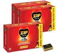 3 X Packs of 40 Zip High Performance Energy Block Firelighters. Long Burning, Powerful & Reliable for Open Fires, Stoves, BBQs & Tigerbox Safety Matches