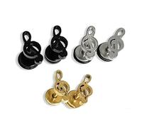 3 x Pairs Mens Surgical Steel Music Treble Clef Earring Ear Stud Fake Ear Stretcher Stainless Black Gold Silver
