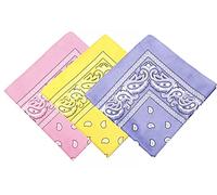 3 X Paisley Cotton Bandana Neckwear Headwear Headband (Light Pink-Yellow-Lilac)