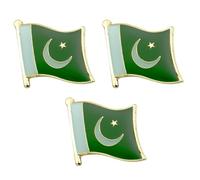 3 X Pakistan Nation Country Flag Lapel Pin Badge - Metal Enamel Brooch Set 1.9 x 1.6 cm - Pakistani National Identity and Heritage Symbol