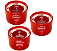 3 X Pan Aroma Red Decorative Holder & Scented Candle, Apple & Cinnamon, 85G