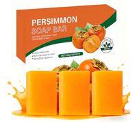 3 x Persimmon Soap Bars - Natural Deodorising Soap for Body Odour Control - Thoroughly Cleanses & Gently Moisturises for Women and Men - Creamy Lather, Refreshing Scent, Vegan, 100g x3