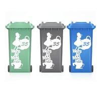 3 x Personalised Wheelie Bin House Number Sticker Decal, Alice in Wonderland, (We're All Mad Here)