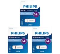 3 x PHILIPS ( 64 GB ) USB 2.0 SNOW Pen Flash Drive Memory Stick - High Speed