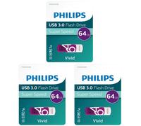Philips USB 3.0 Flash Drive 64GB White and Purple Thumb Drive Memory Stick