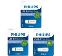 3 x PHILIPS ( 8 GB ) USB 2.0 SNOW Pen Flash Drive Memory Stick - High Speed