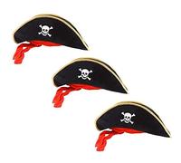 3 X Pirate Hat Black Outfit Accessory for Caribbean Fancy Dres