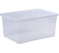 3 X Plastic Storage Box W/ Lids 90 L Storage Wham Crystal, Heavy Duty Tint Clear