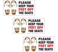 3 x Please Keep Your Feet Off The Seats Printed Vinyl Sticker Taxi Cab Minibus Pub