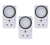 3 x Plug-in Timer Socket Set Energy Saving Time Controller 3 Pin Adaptor