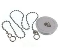 3 X Plugs + 3 X Chains Basin Plug White 44Mm 1 3/4 Inch With 450Mm Chain