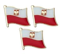 3 X Poland Polish Naval Crest Diplomat Nation Country Flag Lapel Pin Badge - 1.9cm x 1.6cm Each - Set of 3 Hard Enamel Polish Navy Flag Pins - White Eagle Military Emblem