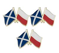 3 X Poland Polish & Scotland Saltire Scottish Friendship National Flag Metal Enamel Pin Badge - 2.4cm x 1.9cm Each - Set of 3 Crossed Flags Hard Enamel Pins