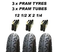 3 x Pram Tyres & 3 x Tubes 12 1/2 X 2 1/4 Slick Maxi Cosi Britax Trekker