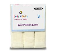 3 x Premium Quality Baby Muslin Squares 100% Cotton, 72 X 72 CM, Supersoft, Made in EU (Cream)