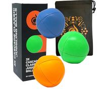 3 x Pro 105g Cascade 8 Panel Thud Juggling Balls & Bag - Set of 3 Juggling Balls (Blue, Green, Orange Mix)