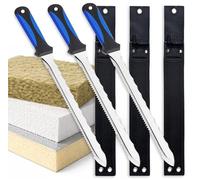 3 x Professional Insulation Knife, Stainless Steel Serrated Saw Foam Cutters for Loft Insulation, Rockwool, Polystyrene & PIR/XPS Foam Board - Ergonomic Two-Component Handle, Safety Sheath (3BHSC)