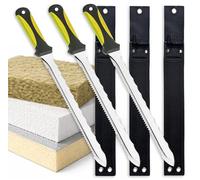 3 x Professional Insulation Knife, Stainless Steel Serrated Saw Foam Cutters for Loft Insulation, Rockwool, Polystyrene & PIR/XPS Foam Board - Ergonomic Two-Component Handle, Safety Sheath (R3YH)